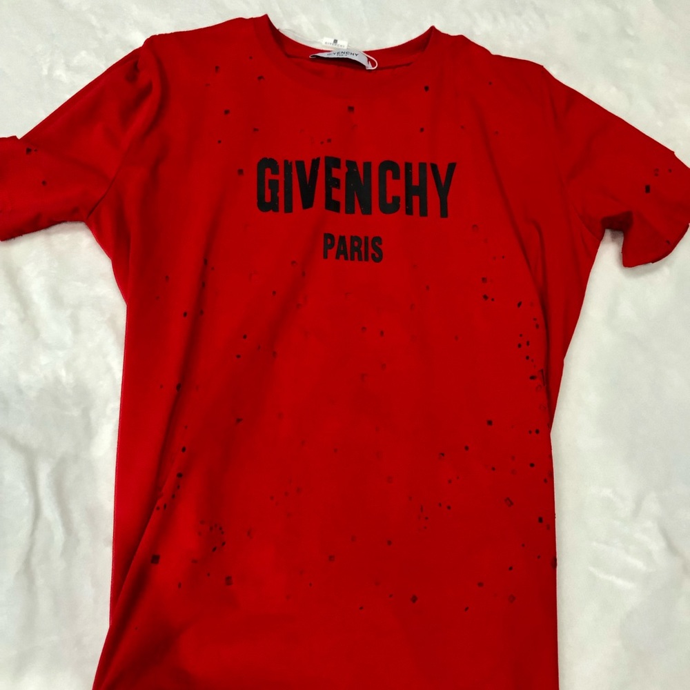 Givenchy Men’s Destroyed Red T-Shirt